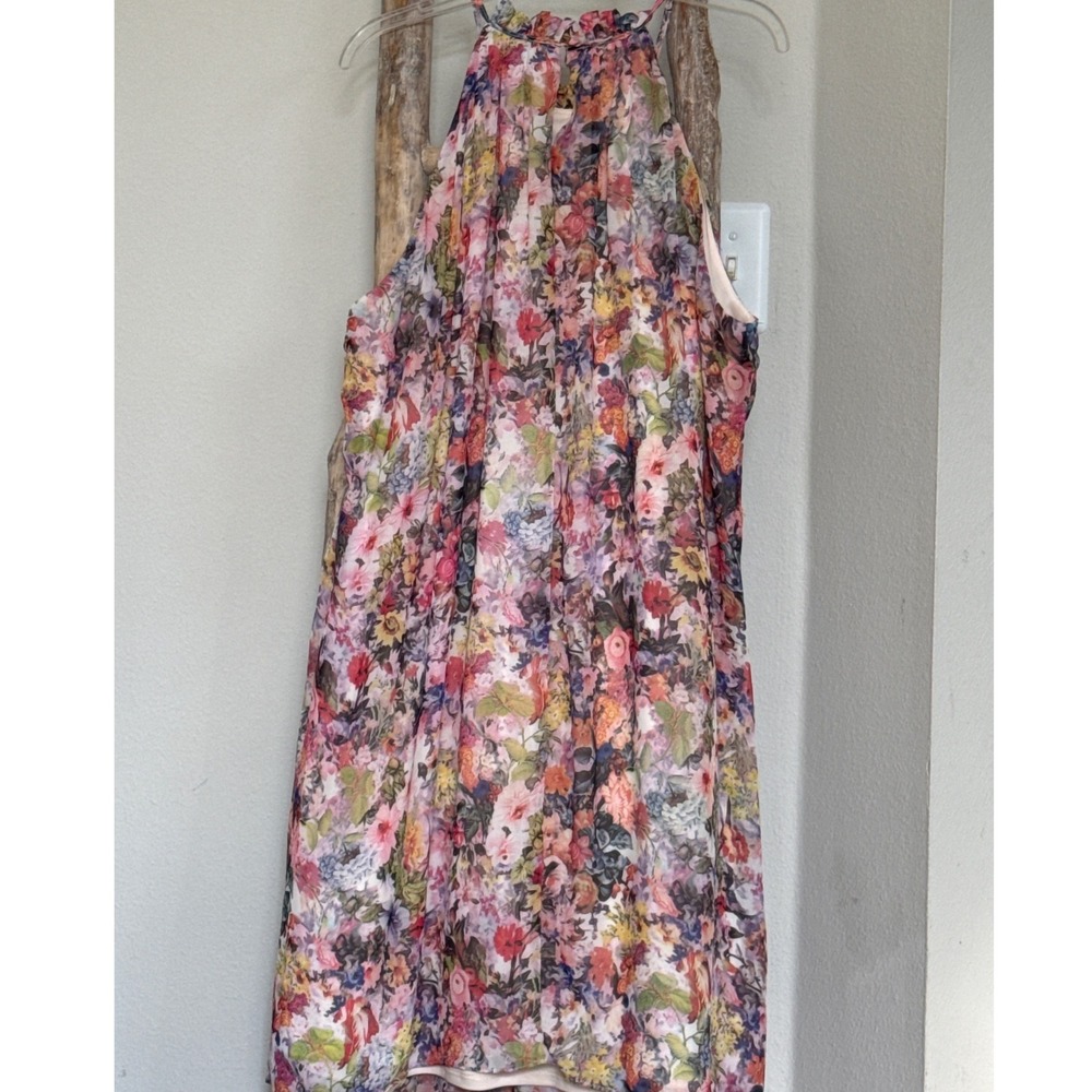 Be by Chetta B floral sheath halter dress vibrant multicolor floral chiffon 18